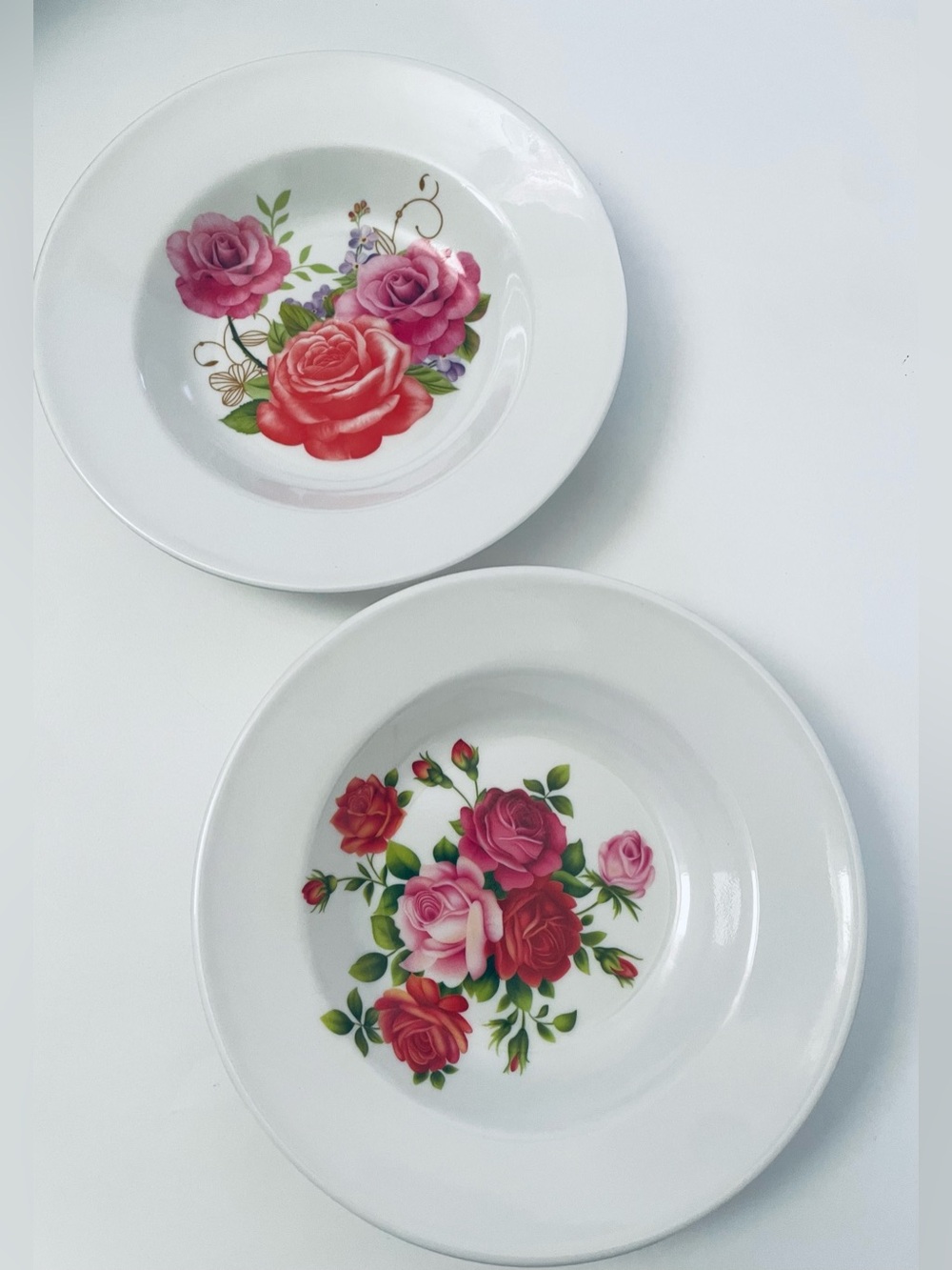 Floral Rose small Plates - Pink & Red - Home Dining